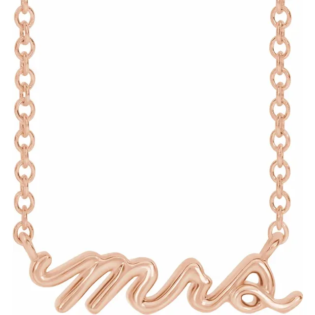 Rose Gold “Mrs” Gold Pendant Necklace