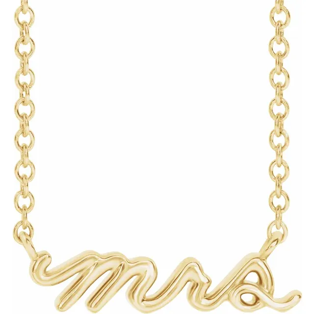 Yellow Gold“Mrs” Gold Pendant Necklace