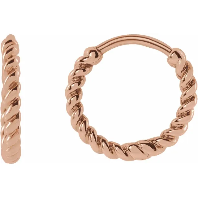 Rose Gold Rope Huggie Hoops