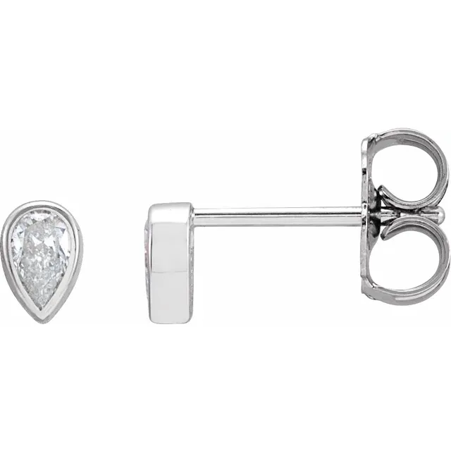 White Gold Marquise Bezel Stud Earrings