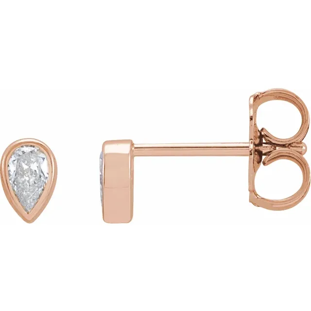 Rose Gold Marquise Bezel Stud Earrings