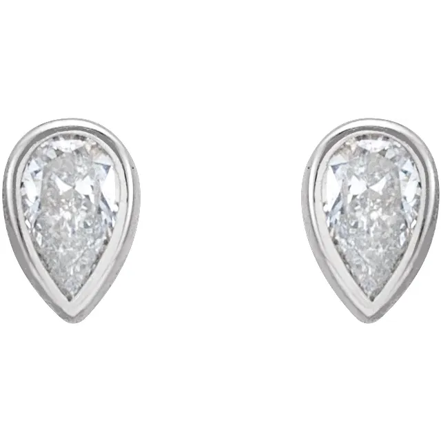 White Gold Marquise Bezel Stud Earrings jewelry store near me