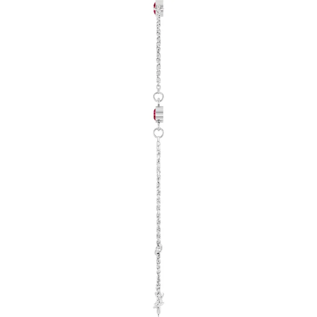 White Gold 3-Stone Lab Grown Ruby Bezel Station Bracelet jewelry Wabash avenue