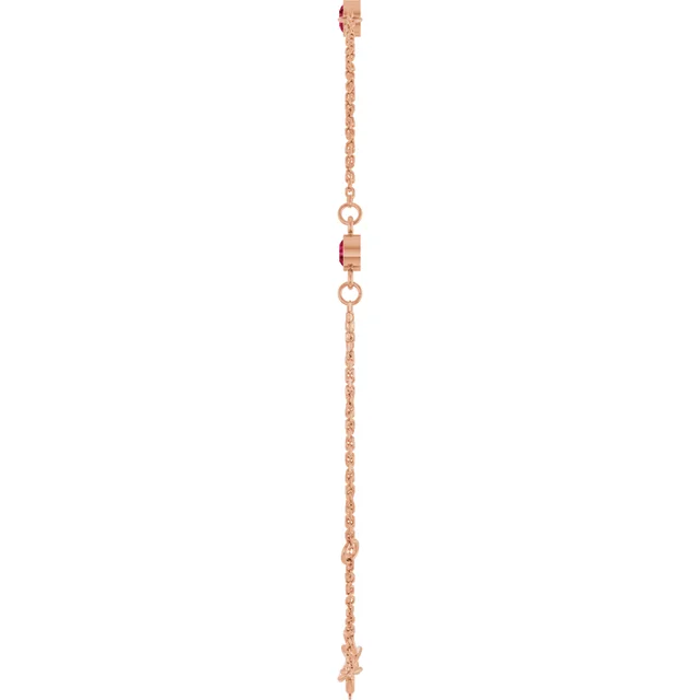 Rose Gold 3-Stone Lab Grown Ruby Bezel Station Bracelet jewelry Wabash avenue