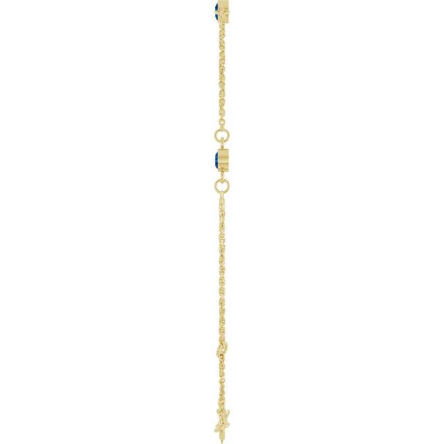 Yellow Gold3-Stone Lab Grown Blue Sapphire Bezel Station Bracelet jewelry Wabash avenue