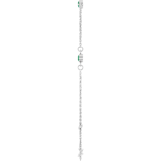 White Gold 3-Stone Lab Grown Emerald Bezel Station Bracelet jewelry Wabash avenue