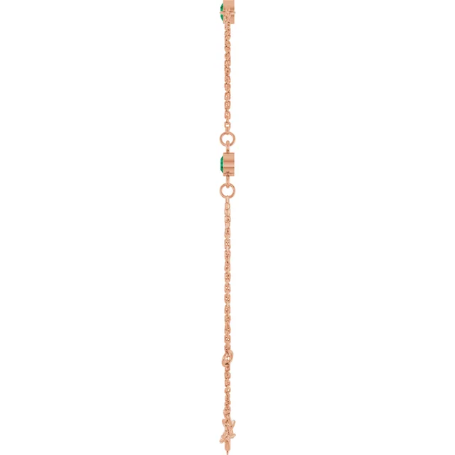 Rose Gold 3-Stone Lab Grown Emerald Bezel Station Bracelet jewelry Wabash avenue