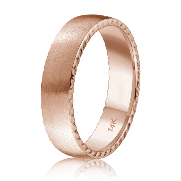 Rose Gold Finn Rope Accent Wedding Ring
