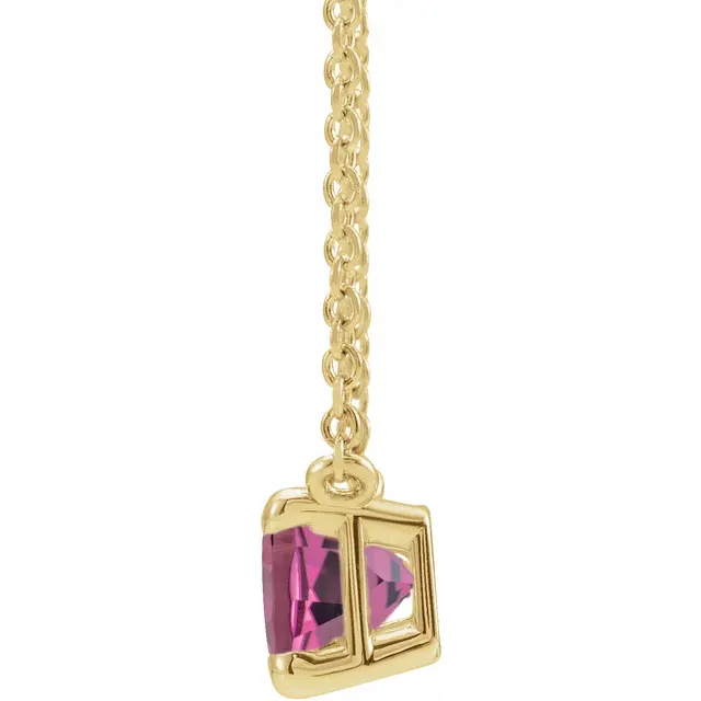 Yellow Gold Emerald Pink Tourmaline Pendant Necklace jewelry store near me