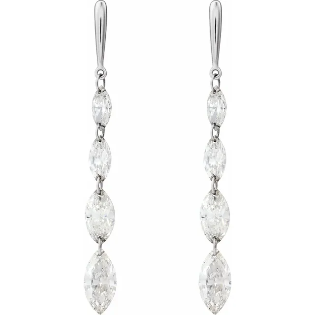 White Gold Marquise Drop Dangle Diamond Earrings