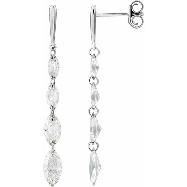 White Gold Marquise Drop Dangle Diamond Earrings jewelry store near me
