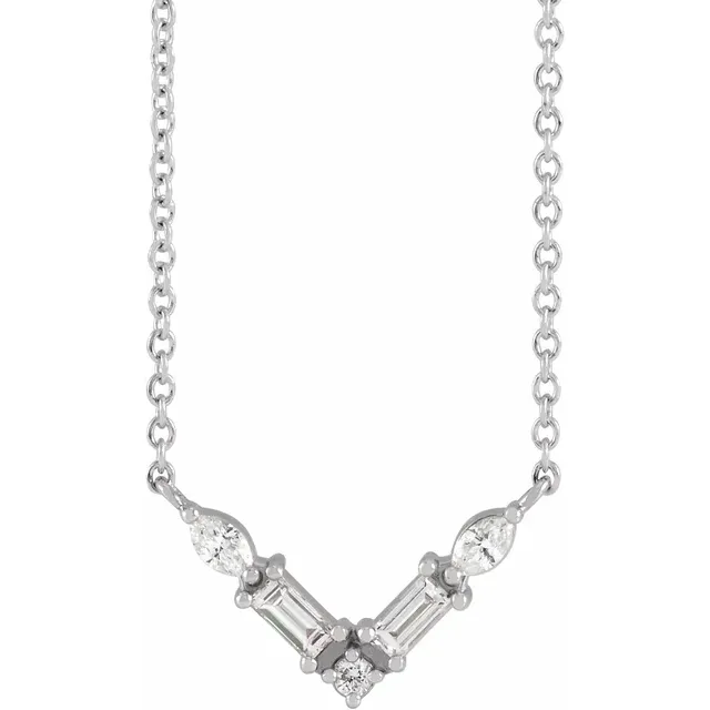 White Gold Petite “V” Diamond Necklace