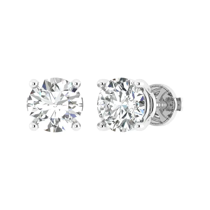 White Gold Certified Classic Pair Basket Style Earrings