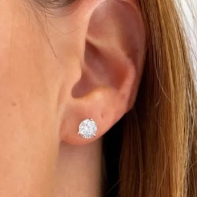 White Gold Round Ethical Diamond Stud Earrings jewelry store near me