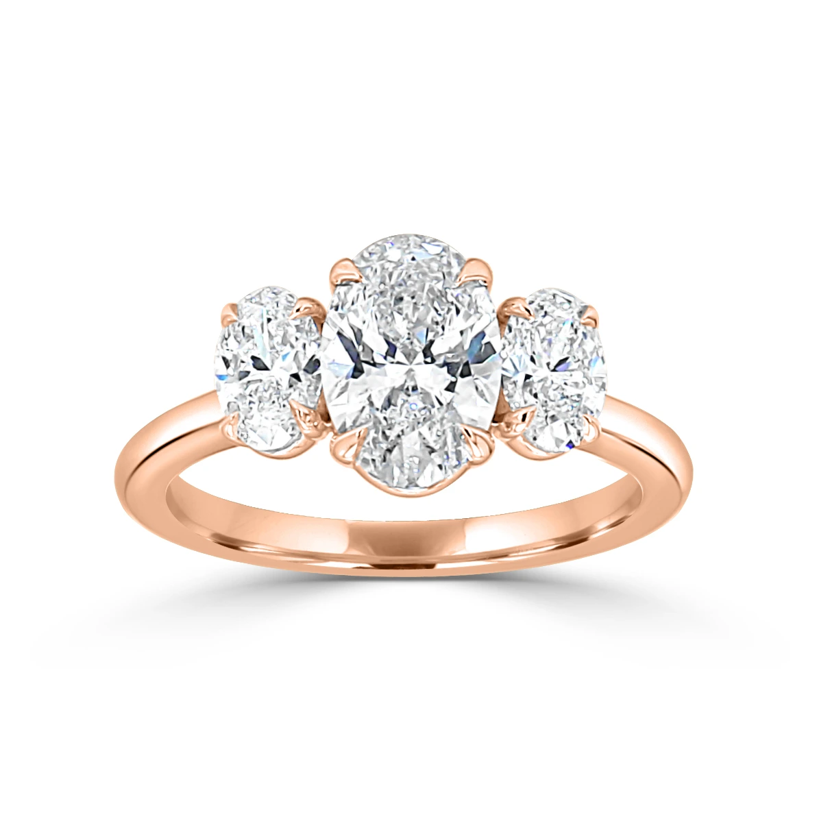 Rose Gold Morgan 3-Stone Oval Engagement Ring