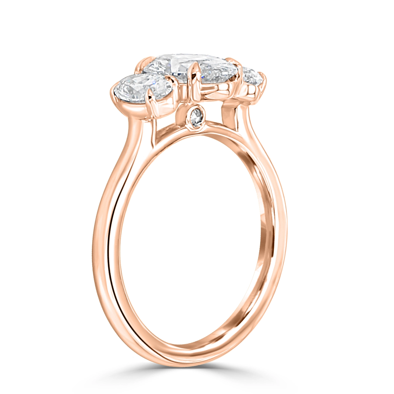 Rose Gold Morgan 3-Stone Oval Engagement Ring jewelry Wabash avenue