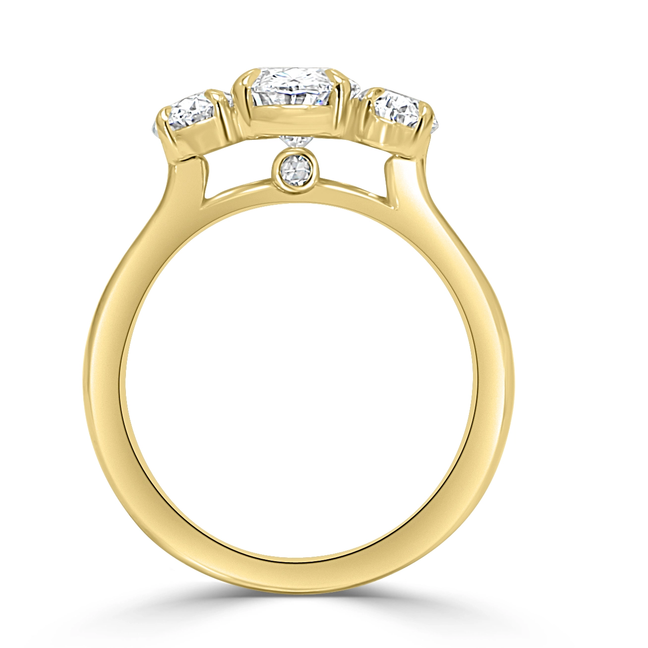 Yellow Gold Morgan 3-Stone Oval Engagement Ring jewelry Wabash avenue