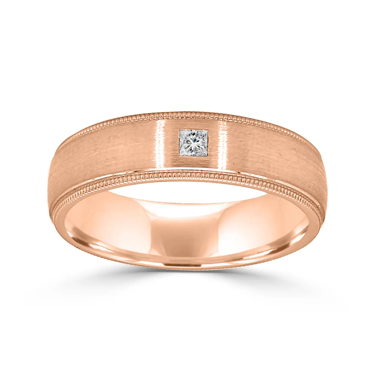 Rose Gold Rowan Princess Cut Wedding Ring