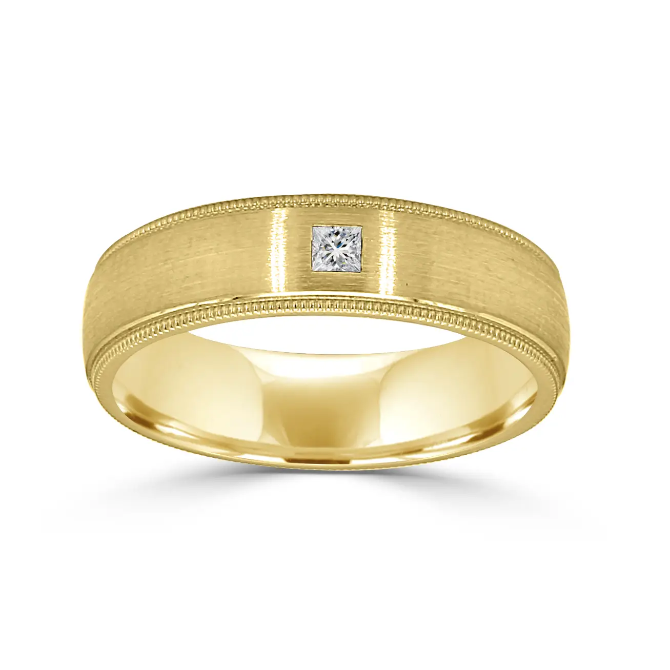 Yellow Gold Rowan Princess Cut Wedding Ring