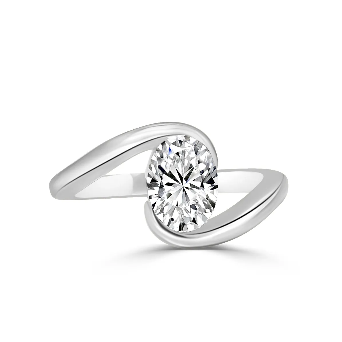 Platinum Tension Band Solitaire Engagement Ring