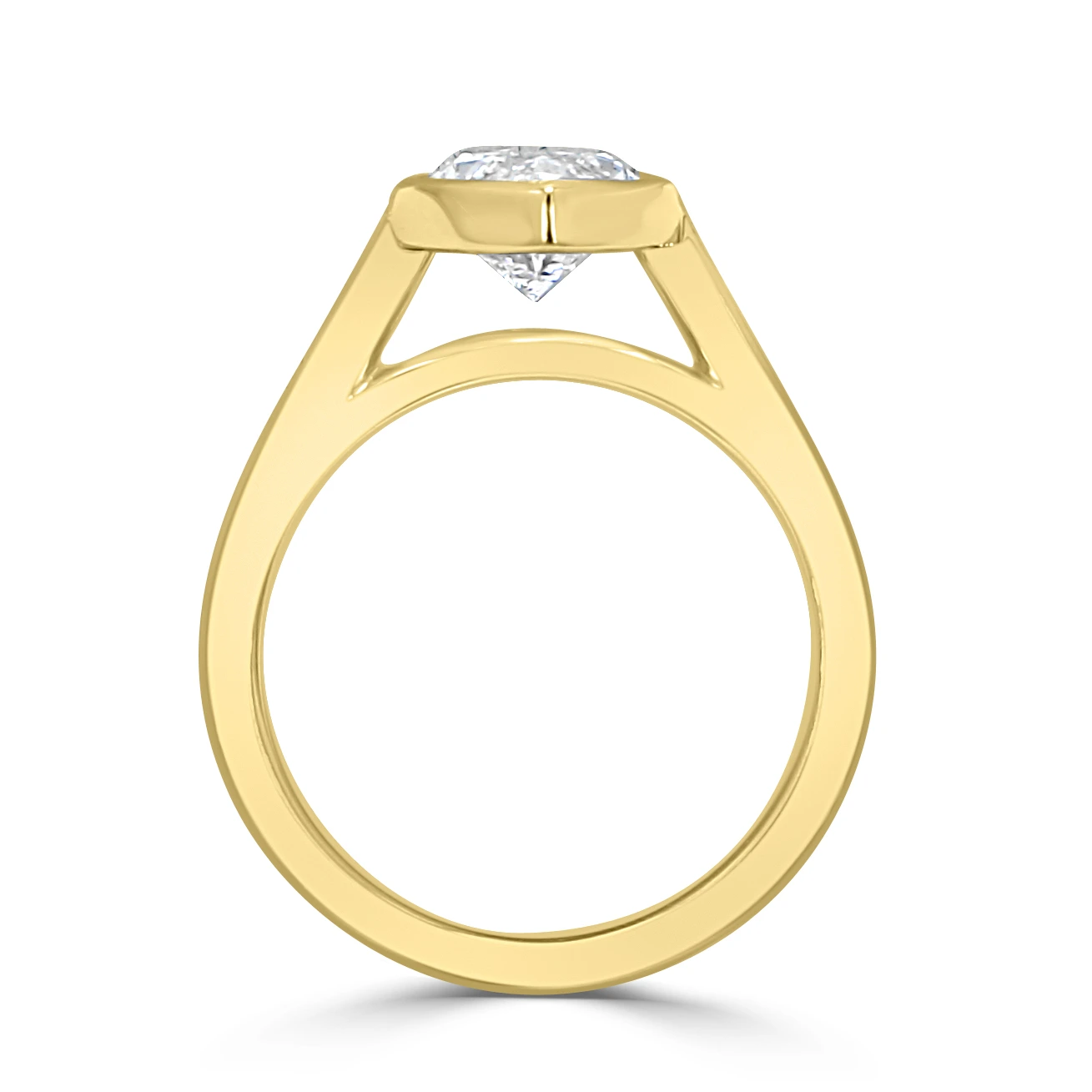 Yellow Gold Lyzzi Ribbed Set Solitaire Engagement Ring jewelry store near me