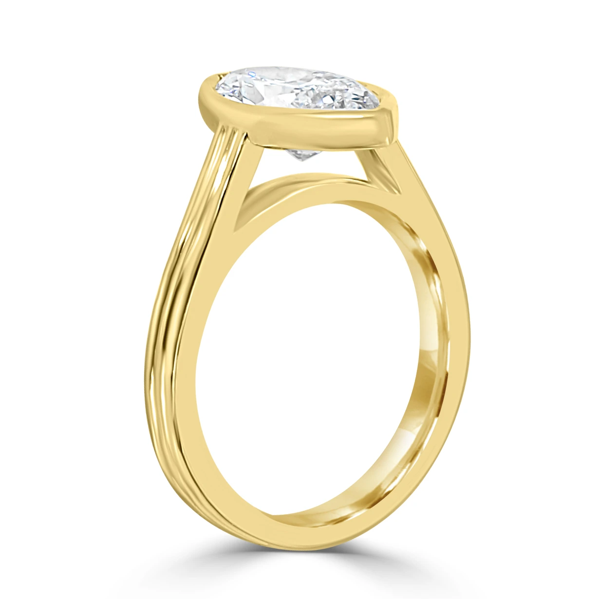 Yellow Gold Lyzzi Ribbed Set Solitaire Engagement Ring jewelry Wabash avenue