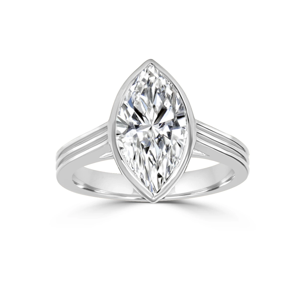 White GoldLyzzi Ribbed Set Solitaire Engagement Ring