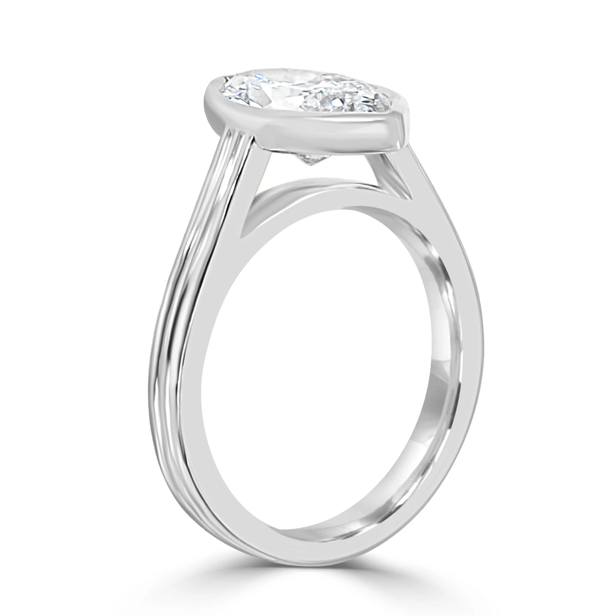 White GoldLyzzi Ribbed Set Solitaire Engagement Ring jewelry Wabash avenue