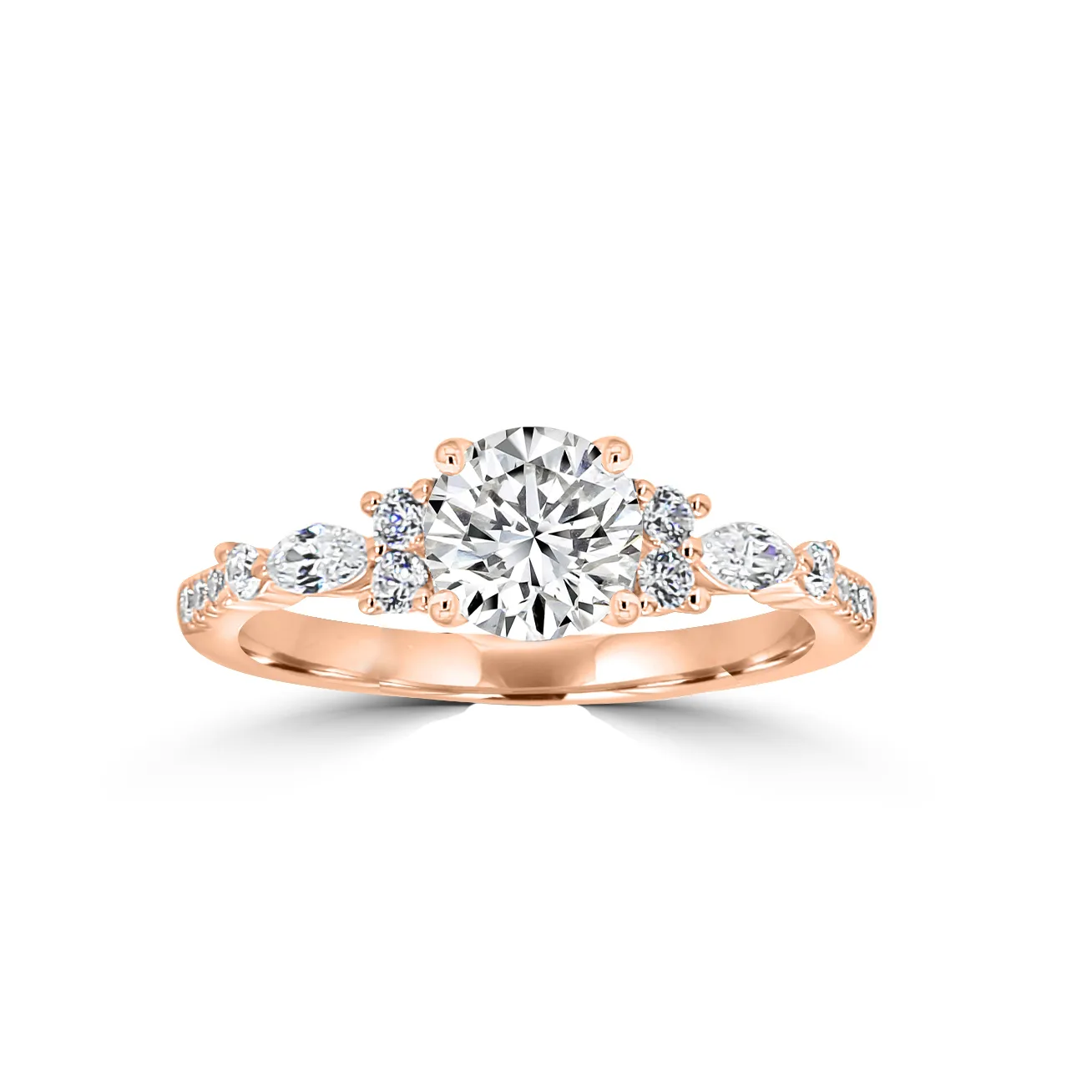 Rose Gold Luna Romantic Diamond Cluster Engagement Ring