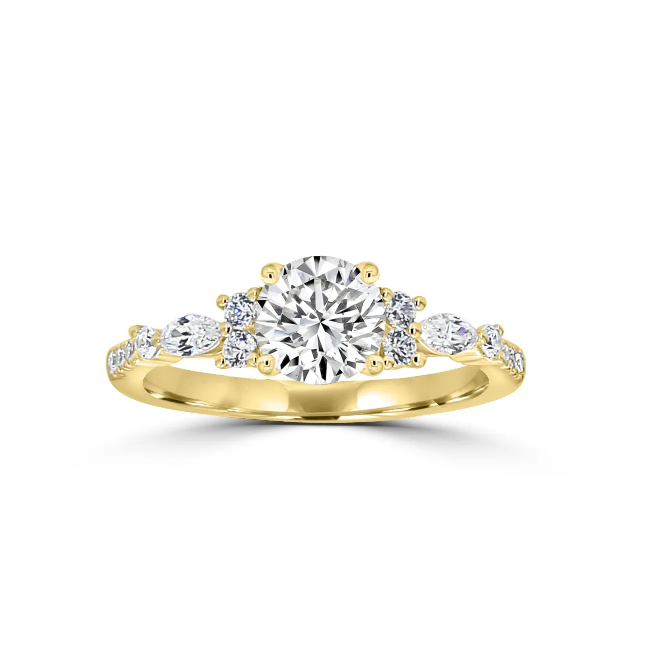 Yellow GoldLuna Romantic Diamond Cluster Engagement Ring