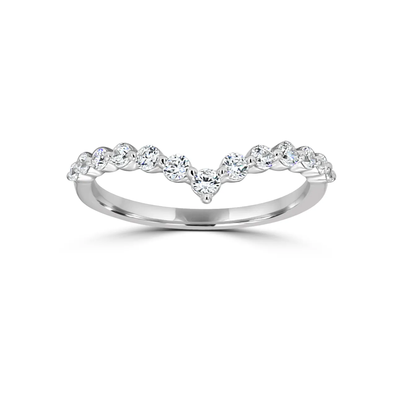 White Gold Pinnacle Diamond Contoured Wedding Ring