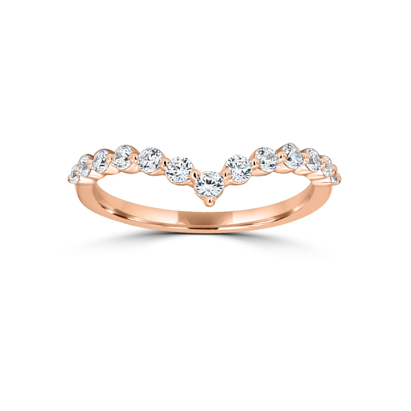 Rose Gold Pinnacle Diamond Contoured Wedding Ring