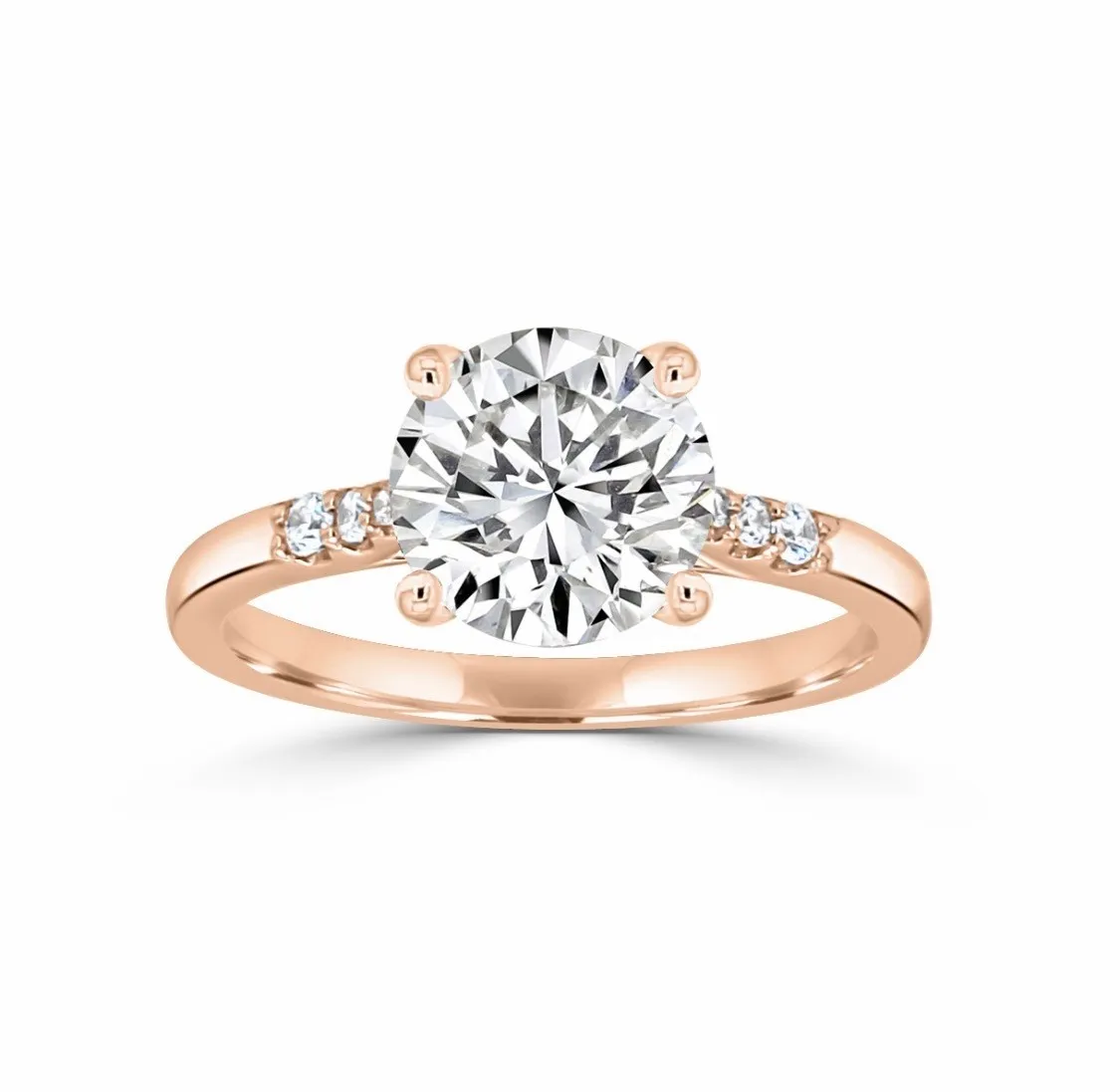 Rose Gold Delicate and Elegant Side Stone Diamond Ring