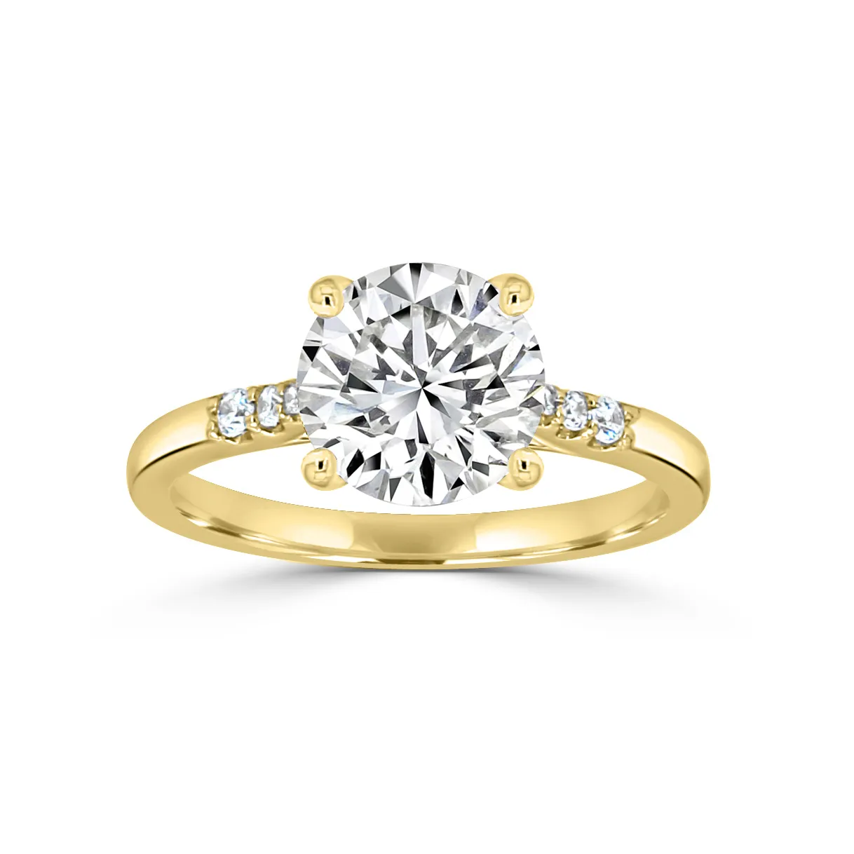 Yellow Gold Delicate and Elegant Side Stone Diamond Ring