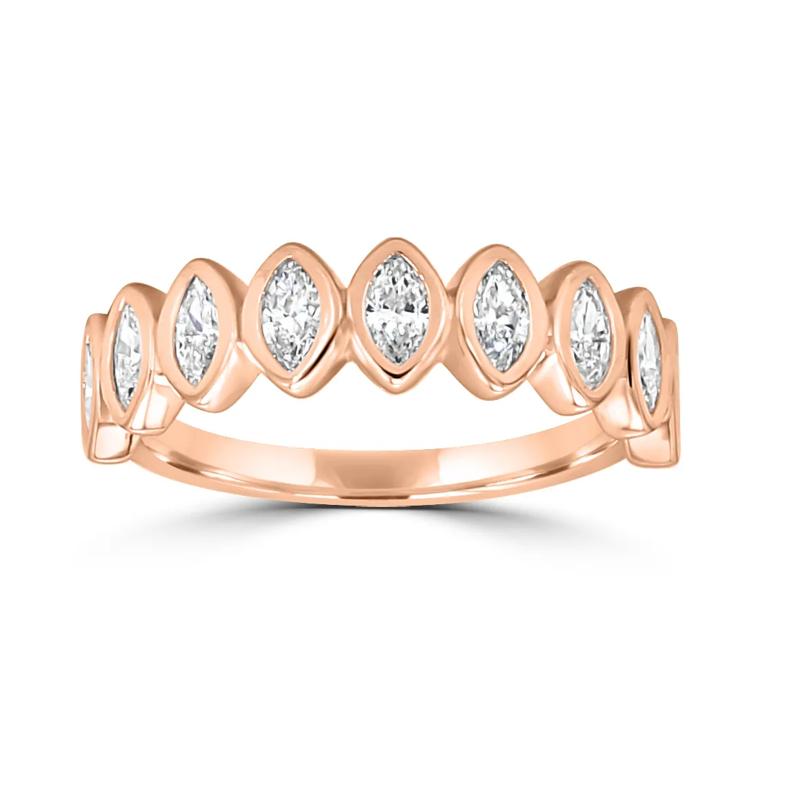Rose Gold Millie Marquise Bezel Set Wedding Ring