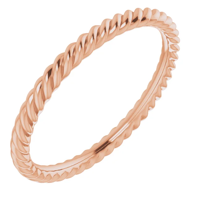Rose Gold Simple Petite Rope Wedding Band In Boulder