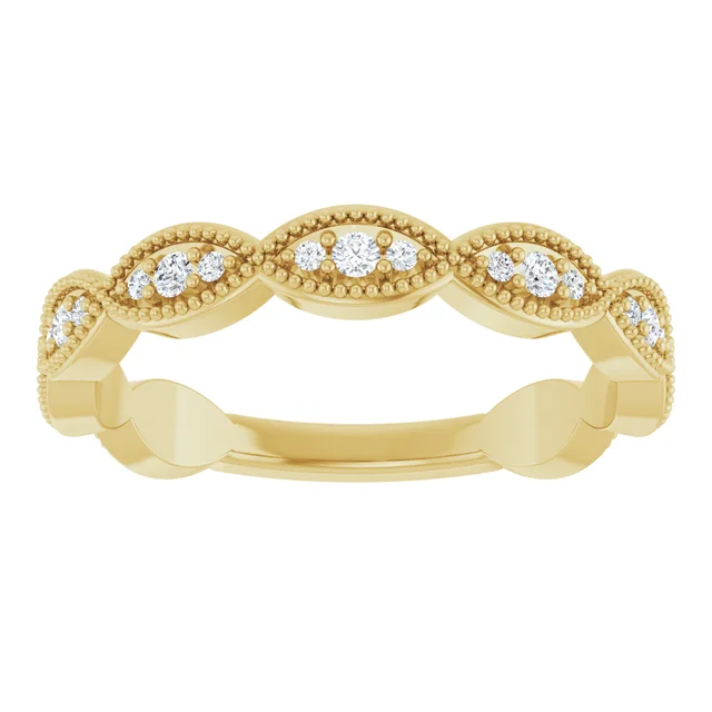 Yellow Gold Marquise Lab Grown Diamond Wedding Band