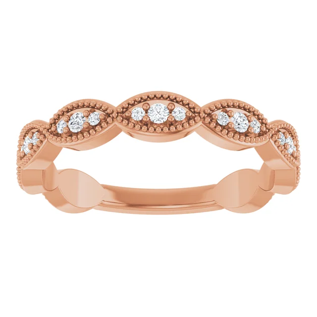 Rose Gold Marquise Lab Grown Diamond Wedding Band