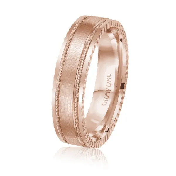 Rose Gold Mint Coin-Edge Wedding Ring