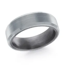 White GoldBrushed Tantalum White Gold Wedding Ring For Him