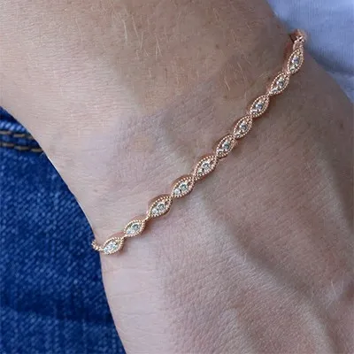 Rose Gold Unique Diamond Marquise Bangle Bracelet jewelry store near me