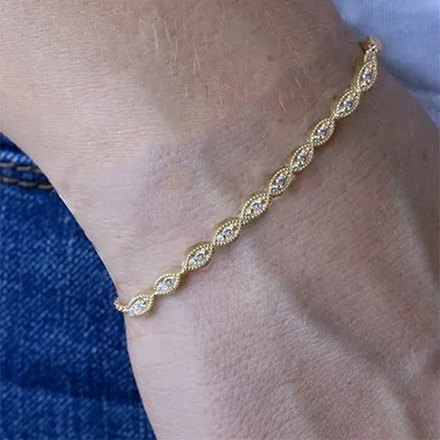 Yellow Gold Unique Diamond Marquise Bangle Bracelet jewelry store near me