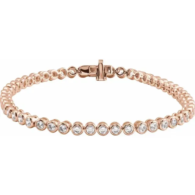 Rose Gold Bezel Set Lab Diamond Tennis Bracelet