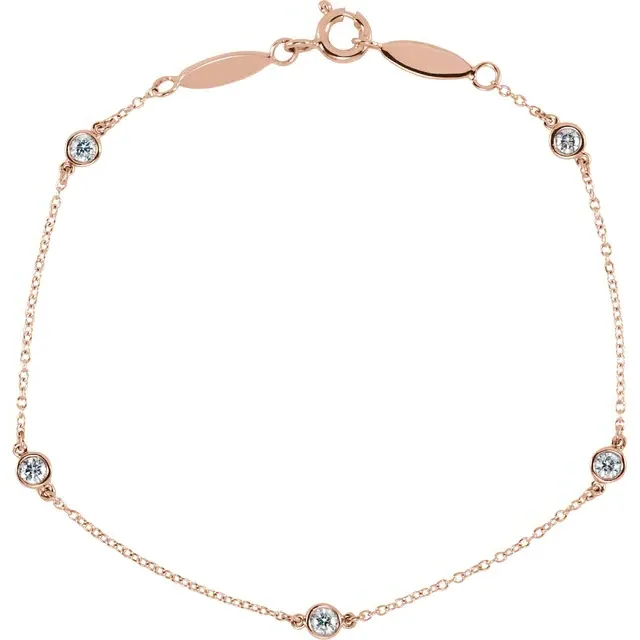 Rose Gold Classic Diamond Station Bracelet