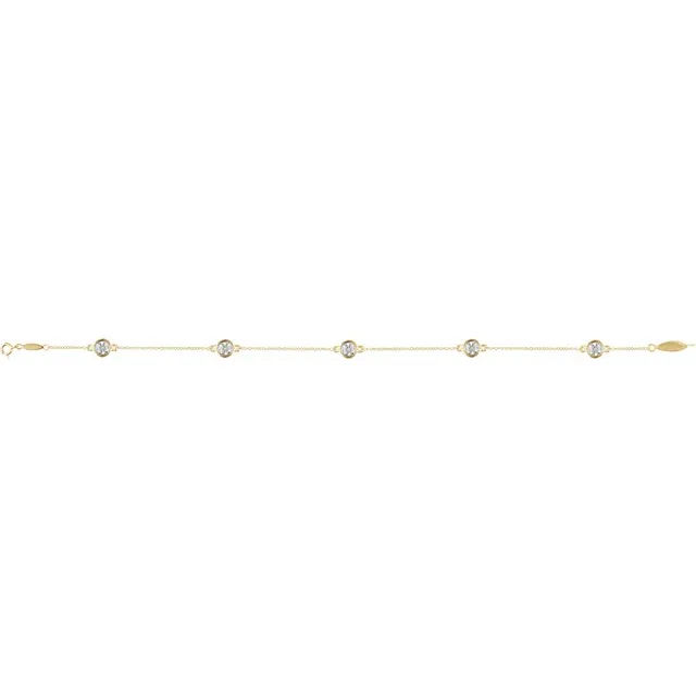 Yellow Gold 14K 1/3 CTW Diamond Bezel-Set Station Bracelet jewelry store near me