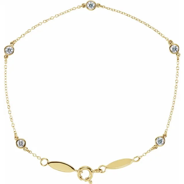 Yellow Gold 14K 1/3 CTW Diamond Bezel-Set Station Bracelet