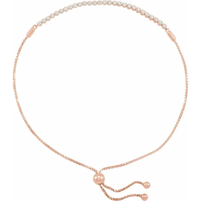 Rose Gold 14kt 1/2 CTW Diamond Bolo Tennis Bracelet