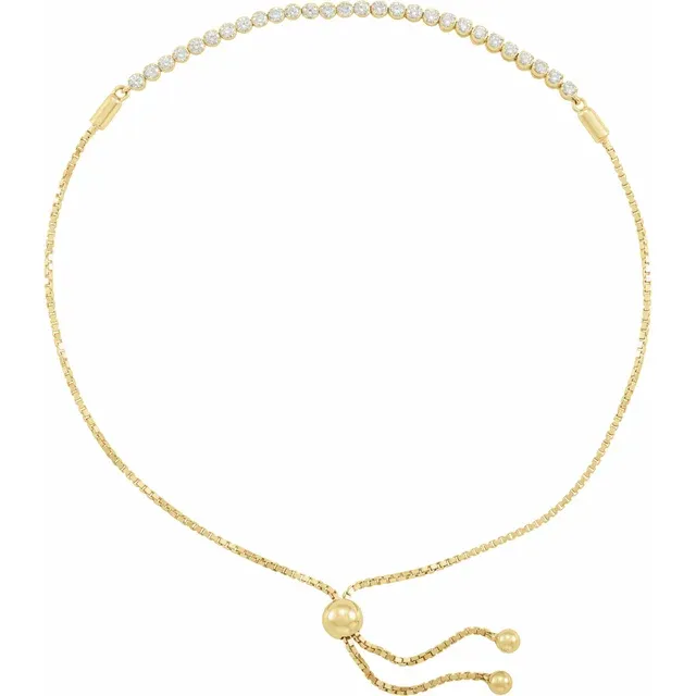 Yellow Gold 14kt 1/2 CTW Diamond Bolo Tennis Bracelet