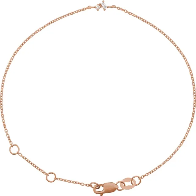 Rose Gold 14kt 2-stone Diamond Link Bracelet