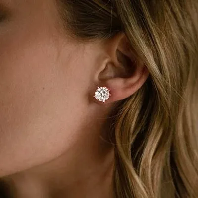 Rose Gold Classy Gold Diamond Stud Earrings jewelry store near me